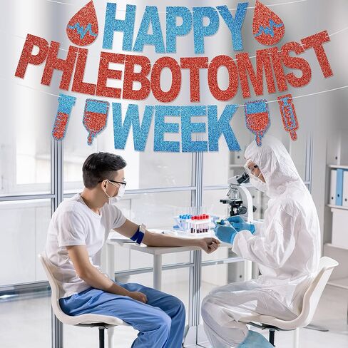 Happy Phlebotomist Week Banner - No DIY Glitter Phlebotomist Week Party Decorations for Phlebotomy Week Appreciation Gifts in Kuwait