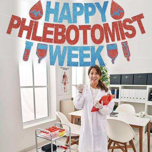 Happy Phlebotomist Week Banner - No DIY Glitter Phlebotomist Week Party Decorations for Phlebotomy Week Appreciation Gifts in Kuwait