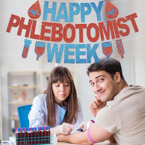 Happy Phlebotomist Week Banner - No DIY Glitter Phlebotomist Week Party Decorations for Phlebotomy Week Appreciation Gifts in Kuwait
