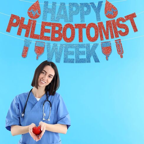 Happy Phlebotomist Week Banner - No DIY Glitter Phlebotomist Week Party Decorations for Phlebotomy Week Appreciation Gifts in Kuwait
