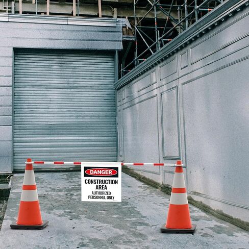 Danger Construction Area Authorized Personnel Only Cone Bar Sign with Bar, 18x18 Banner with Bar, Fade Resistant, Made in USA by Sigo Signs in Saudi Arabia