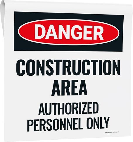 Danger Construction Area Authorized Personnel Only Cone Bar Sign with Bar, 18x18 Banner with Bar, Fade Resistant, Made in USA by Sigo Signs in Saudi Arabia