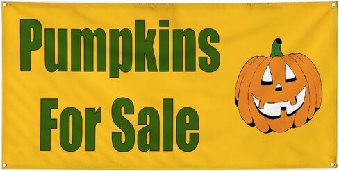 Vinyl Banner Multiple Sizes Pumpkins for Sale Halloween Business Outdoor Weatherproof Industrial Yard Signs Green 4 Grommets 24x48Inches in Saudi Arabia