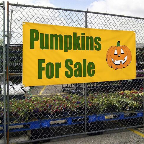 Vinyl Banner Multiple Sizes Pumpkins for Sale Halloween Business Outdoor Weatherproof Industrial Yard Signs Green 4 Grommets 24x48Inches in Saudi Arabia