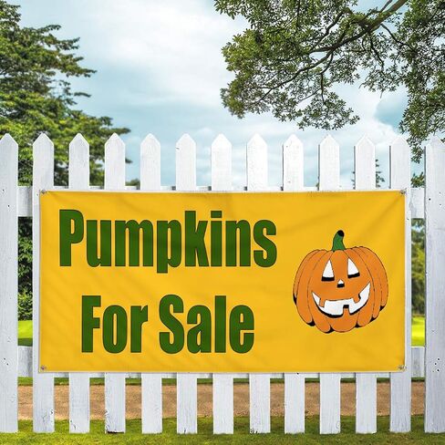 Vinyl Banner Multiple Sizes Pumpkins for Sale Halloween Business Outdoor Weatherproof Industrial Yard Signs Green 4 Grommets 24x48Inches in Saudi Arabia