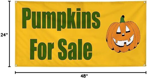 Vinyl Banner Multiple Sizes Pumpkins for Sale Halloween Business Outdoor Weatherproof Industrial Yard Signs Green 4 Grommets 24x48Inches in Saudi Arabia
