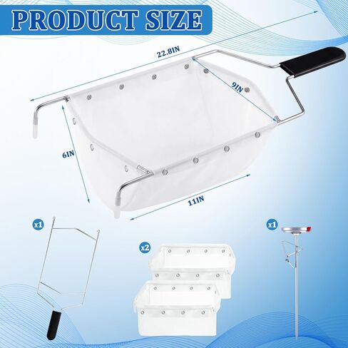 Suclain 2 Pcs Deep Fryer Filter Bag with Frame Set Reusable Cooking Oil Strainer for 70 lb Cooking Oil Easy to Clean Mesh to Capture Crumbs for Home Commercial Use with 1 Professional Food Thermometer in Saudi Arabia