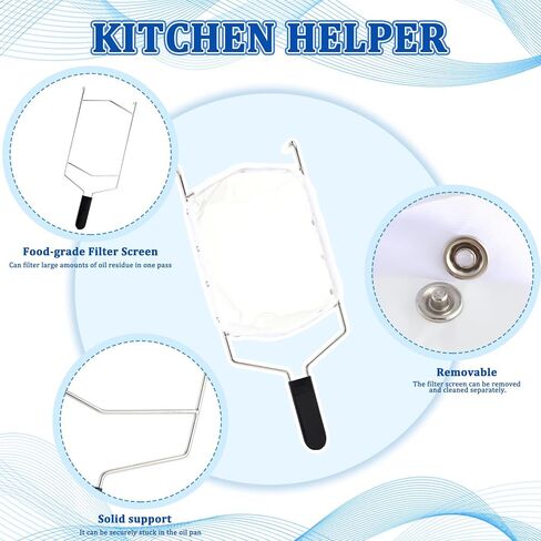 Suclain 2 Pcs Deep Fryer Filter Bag with Frame Set Reusable Cooking Oil Strainer for 70 lb Cooking Oil Easy to Clean Mesh to Capture Crumbs for Home Commercial Use with 1 Professional Food Thermometer in Saudi Arabia