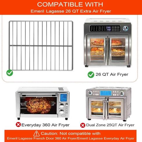 Air Fryer Wire Rack for Emeril Lagasse 26 QT Extra Large Air Fryer, 12.5''*11.5'' Stainless Steel Air Fryer Accessories Roasting Steamer Grill Racks in Saudi Arabia