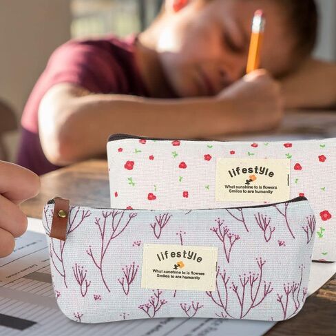 Pencil Box Lovely Pastoral Floral Pencil Case Stationery Bag Canvas in Saudi Arabia