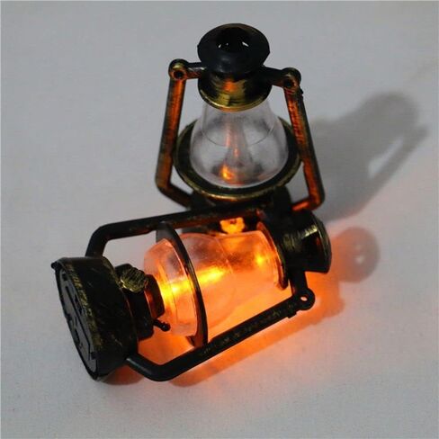 Miniature Antique Oil Lamp - 2.8-Inch Handcrafted Metal Retro Lantern for Dollhouse and Diorama Decor, Vintage Scene Model Accessories (7cm) in Saudi Arabia