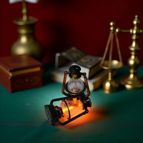 Miniature Antique Oil Lamp - 2.8-Inch Handcrafted Metal Retro Lantern for Dollhouse and Diorama Decor, Vintage Scene Model Accessories (7cm) in Saudi Arabia