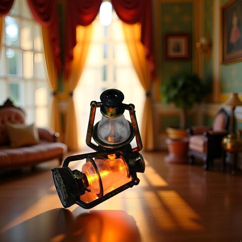 Miniature Antique Oil Lamp - 2.8-Inch Handcrafted Metal Retro Lantern for Dollhouse and Diorama Decor, Vintage Scene Model Accessories (7cm) in Saudi Arabia