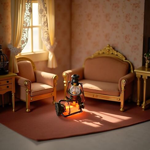 Miniature Antique Oil Lamp - 2.8-Inch Handcrafted Metal Retro Lantern for Dollhouse and Diorama Decor, Vintage Scene Model Accessories (7cm) in Saudi Arabia