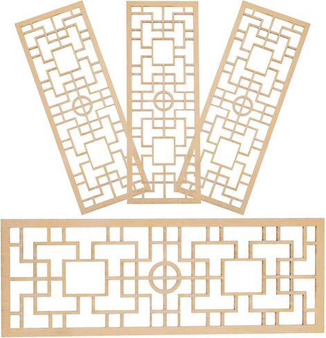 4 قطع من شاشة بيت الدمية الصغيرة من Veemoon، شاشة مقسمة للغرفة المصغرة، شاشة خشبية لبيت الدمى DIY، مقسم خصوصية غرفة الشاشة الصينية، ملحقات أثاث بيت الدمى، نموذج شاشة مجوف، ديكور قديم in Kuwait