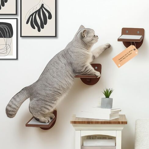 سرير مكتب للقطط يصل وزنه إلى 45 رطلاً - دوران 360 درجة وارتفاع قابل للتعديل، مجثم للحيوانات الأليفة للمكاتب مع وسادة قابلة للغسل، مرفق سرير للقطط للطاولات المختلفة (وسادة خشبية_بنية) in Kuwait