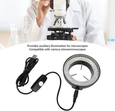 مصباح حلقة LED بمجهر Yoidesu، مزود بمنفذ USB مع ضوء مساعد دائري 144LED، وإضاءة ساطعة 45000LX للمجاهر الاستريو والأبحاث المعملية والكاميرا والمخرطة الصغيرة in Saudi Arabia