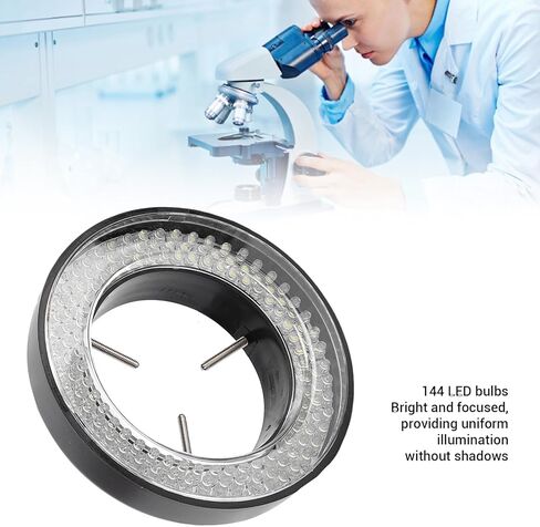 مصباح حلقة LED بمجهر Yoidesu، مزود بمنفذ USB مع ضوء مساعد دائري 144LED، وإضاءة ساطعة 45000LX للمجاهر الاستريو والأبحاث المعملية والكاميرا والمخرطة الصغيرة in Saudi Arabia
