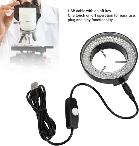 مصباح حلقة LED بمجهر Yoidesu، مزود بمنفذ USB مع ضوء مساعد دائري 144LED، وإضاءة ساطعة 45000LX للمجاهر الاستريو والأبحاث المعملية والكاميرا والمخرطة الصغيرة in Saudi Arabia