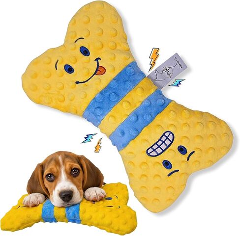 Crinkle Dog Toy, No Stuffing Squeaky Dog Toy for Small, Medium&Large Breeds–Interactive-Ideal for Enrichment Fetch Anxiety Relief, Boredom Reducer–Soft Pet-Safe Materials-Yellow Plush Bone in Gift Box in Saudi Arabia