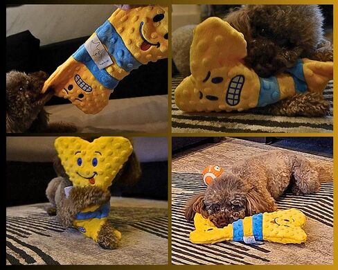 Crinkle Dog Toy, No Stuffing Squeaky Dog Toy for Small, Medium&Large Breeds–Interactive-Ideal for Enrichment Fetch Anxiety Relief, Boredom Reducer–Soft Pet-Safe Materials-Yellow Plush Bone in Gift Box in Saudi Arabia