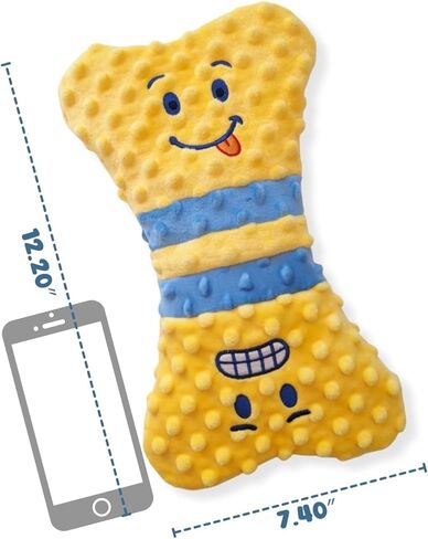 Crinkle Dog Toy, No Stuffing Squeaky Dog Toy for Small, Medium&Large Breeds–Interactive-Ideal for Enrichment Fetch Anxiety Relief, Boredom Reducer–Soft Pet-Safe Materials-Yellow Plush Bone in Gift Box in Saudi Arabia