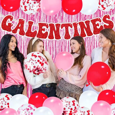 Galentines Banner Happy Galentine’s Day Party Decorations Set Ladies Celebrating Ladies Friendship Décor Girls Be My Galentine Valentine’s Day Celebration Party Supplies in Kuwait