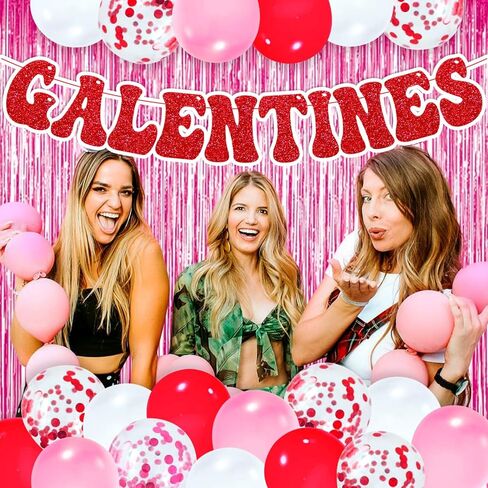 Galentines Banner Happy Galentine’s Day Party Decorations Set Ladies Celebrating Ladies Friendship Décor Girls Be My Galentine Valentine’s Day Celebration Party Supplies in Kuwait
