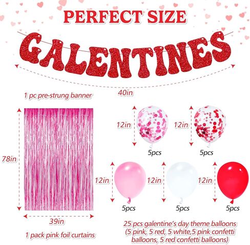 Galentines Banner Happy Galentine’s Day Party Decorations Set Ladies Celebrating Ladies Friendship Décor Girls Be My Galentine Valentine’s Day Celebration Party Supplies in Kuwait