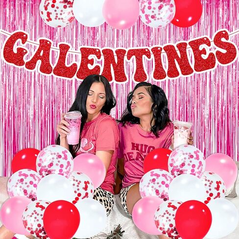 Galentines Banner Happy Galentine’s Day Party Decorations Set Ladies Celebrating Ladies Friendship Décor Girls Be My Galentine Valentine’s Day Celebration Party Supplies in Kuwait