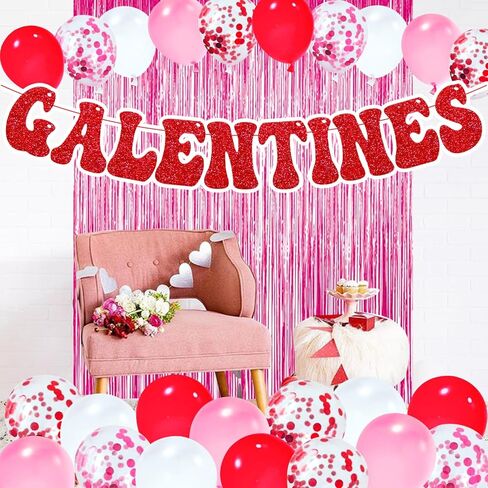 Galentines Banner Happy Galentine’s Day Party Decorations Set Ladies Celebrating Ladies Friendship Décor Girls Be My Galentine Valentine’s Day Celebration Party Supplies in Kuwait