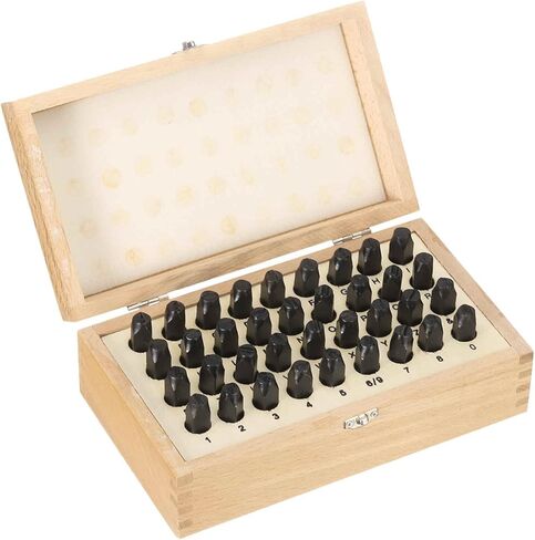 HARFINGTON 36pcs 40Cr Alloy Steel Stamps Set 3/32" (2.5mm) A-Z / 0-8 / "&" Symbol Number Letter Punch Press Tool Steel Reverse Punch Stamp with Wood Case for Plastic Wood Leather in Saudi Arabia