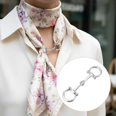 2Pcs Horse Bit Scarf Ring, Stylish Silver & Gold Scarf Buckle Rings and Slides for Scarves Adjustable Bandana Slide for Women, Easy to Use & Versatile, Gold Silver in Saudi Arabia