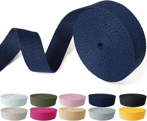Cotton Webbing 1 Inch - 5 Yards Durable Canvas Straps for Sewing & DIY Crafts | Soft Poly Cotton Webbing for Tote Handles, Pet Collars, Cloth Belts & Home Decor (Black) in Saudi Arabia