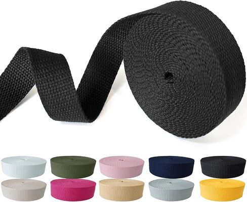 Cotton Webbing 1 Inch - 5 Yards Durable Canvas Straps for Sewing & DIY Crafts | Soft Poly Cotton Webbing for Tote Handles, Pet Collars, Cloth Belts & Home Decor (Black) in Saudi Arabia