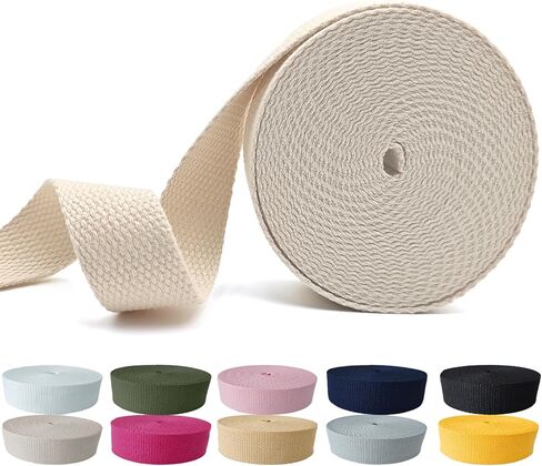 Cotton Webbing 1 Inch - 5 Yards Durable Canvas Straps for Sewing & DIY Crafts | Soft Poly Cotton Webbing for Tote Handles, Pet Collars, Cloth Belts & Home Decor (Black) in Saudi Arabia