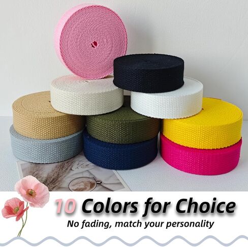 Cotton Webbing 1 Inch - 5 Yards Durable Canvas Straps for Sewing & DIY Crafts | Soft Poly Cotton Webbing for Tote Handles, Pet Collars, Cloth Belts & Home Decor (Black) in Saudi Arabia