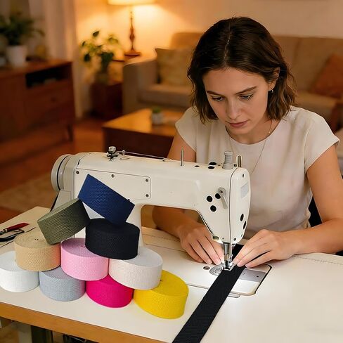 Cotton Webbing 1 Inch - 5 Yards Durable Canvas Straps for Sewing & DIY Crafts | Soft Poly Cotton Webbing for Tote Handles, Pet Collars, Cloth Belts & Home Decor (Black) in Saudi Arabia