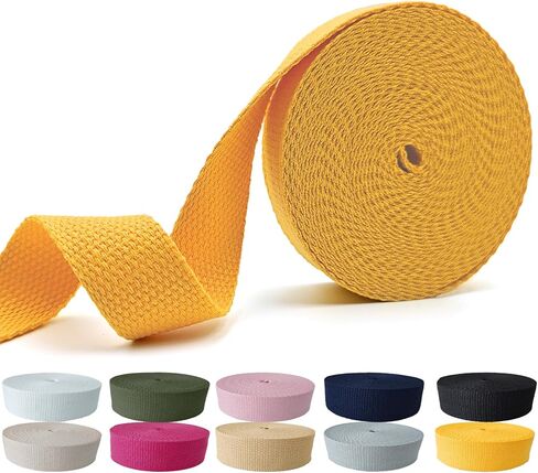 Cotton Webbing 1 Inch - 5 Yards Durable Canvas Straps for Sewing & DIY Crafts | Soft Poly Cotton Webbing for Tote Handles, Pet Collars, Cloth Belts & Home Decor (Black) in Saudi Arabia