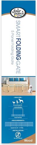 Four Paws Smart Folding Free Standing 5-Panel Wood Dog Gate, 48"-110" W by 17" H in Saudi Arabia