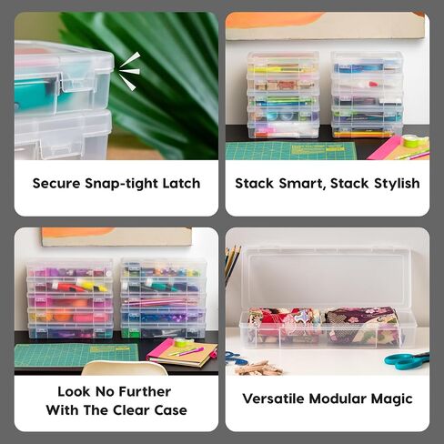 Clear Plastic Pencil Case Box Craft Hobby Art Supply Storage Organizer Container, 1-Pack, Stackable (Clear) in Saudi Arabia