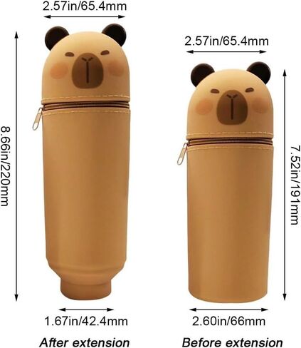 Upright Pencil Case Capybara Silicone,2-in-1 Soft Silicone Case,Kawaii Table Pen Holder,Pencil Holder,Cute Pencil Case,Zipper,Foldable,Pen Bag in Saudi Arabia