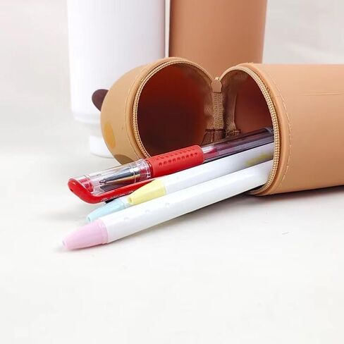 Upright Pencil Case Capybara Silicone,2-in-1 Soft Silicone Case,Kawaii Table Pen Holder,Pencil Holder,Cute Pencil Case,Zipper,Foldable,Pen Bag in Saudi Arabia