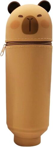 Upright Pencil Case Capybara Silicone,2-in-1 Soft Silicone Case,Kawaii Table Pen Holder,Pencil Holder,Cute Pencil Case,Zipper,Foldable,Pen Bag in Saudi Arabia