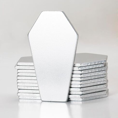 ABBECIAO 12PCS Aluminum Coffin Stamping Blanks Polished and Smooth Edges 1 1/2"× 7/8" -14ga. Thick for Hand Stamped Metal Halloween Decor Necklace Keychain Making in Saudi Arabia