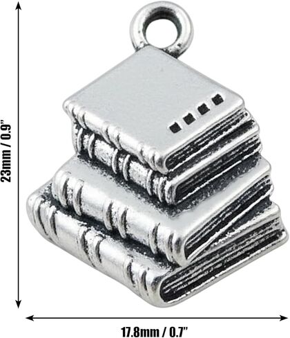 Book Charms for Jewelry Making – 20pcs Antique Silver Book Stack Pendants, Vintage Bookish Lover Alloy Charms for Bracelets, Necklaces, Earrings, Keychains, DIY Crafts Supplies in Saudi Arabia