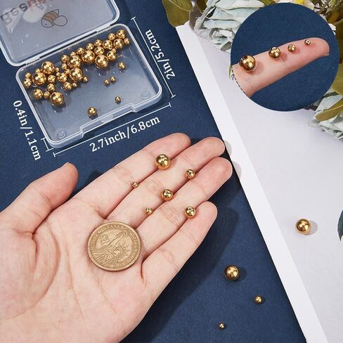 Beebeecraft 1 Box 50Pcs Golden Earring Backs 304 Stainless Steel Round Screw Ball Backs Stoppers Post Studs for Jewelry Making Earring Piercing Supplies Findings 3/4/5/6/8mm in Saudi Arabia