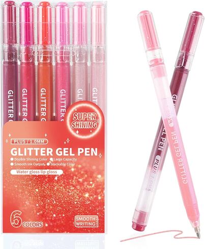 أقلام جل لامعة، 6 ألوان مزدوجة لامعة، قلم حبر هلامي معدني لامع أرجواني مع سعة كبيرة 1.0 مم، أقلام ألوان ناعمة للكتابة لملاحظة التلوين للبالغين، والرسم، واللوازم الفنية in Kuwait