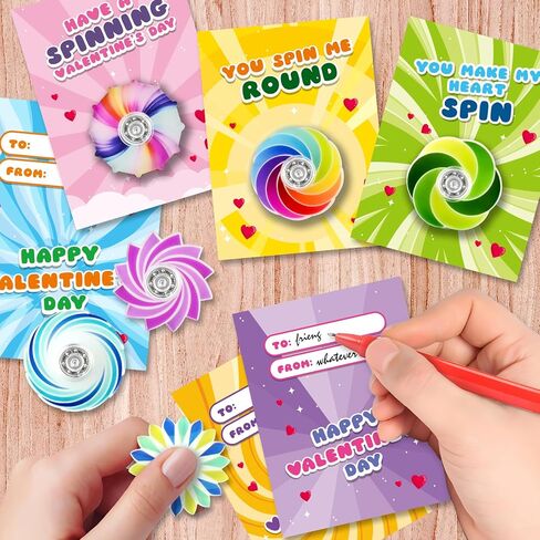 بطاقات عيد الحب من SpringFlower للأطفال في الفصل الدراسي مع ألعاب الدوار الحسية الململة لإمدادات هدايا حفلات عيد الحب، تبادل هدايا الفصل الدراسي للأطفال وجوائز بطاقات هدايا زملاء الدراسة، 24 حزمة in Saudi Arabia
