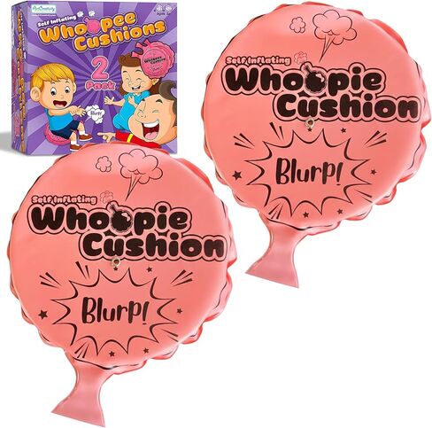 ArtCreativity Self Inflating Whoopie Cushion, 2 Pack, 6 Inch Whoopee Cushions Goodie Bag Stuffers, Classic Prank Toys for Boys and Girls, Party Favors and Gag Gifts for Kids, Whoopie Makes Gas Sounds in Kuwait
